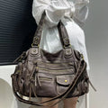 Vintage PU Leather Ladies Handbag Cosmetic Storage Tote Shoulder Crossbody Casual Fashion Underarm  Female Bag