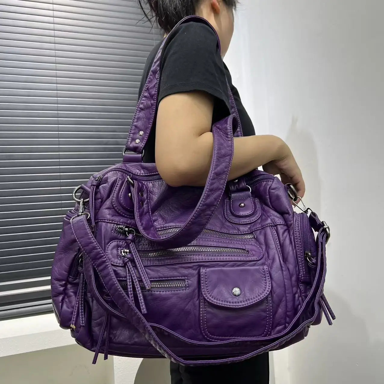 Vintage PU Leather Ladies Handbag Cosmetic Storage Tote Shoulder Crossbody Casual Fashion Underarm  Female Bag