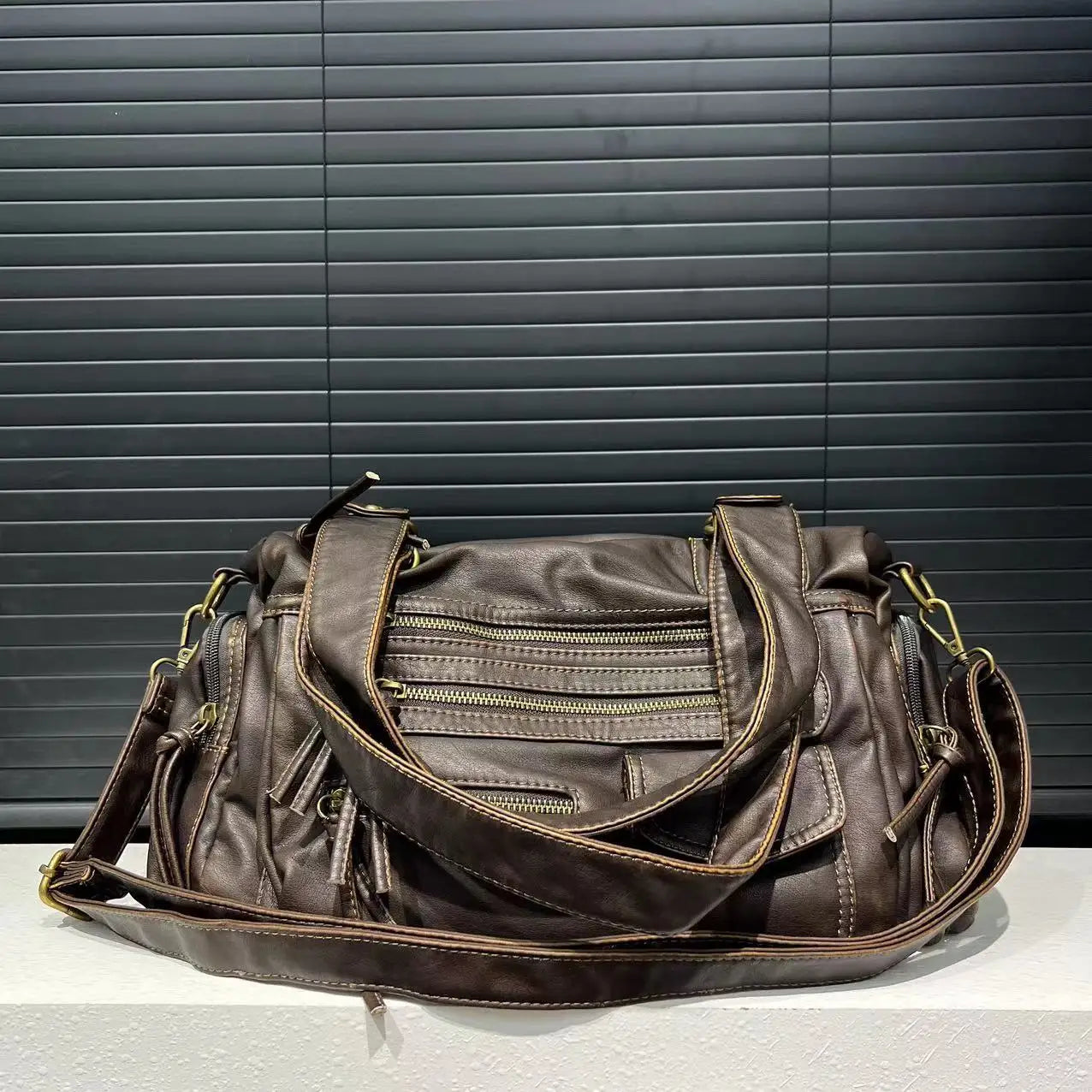 Vintage PU Leather Ladies Handbag Cosmetic Storage Tote Shoulder Crossbody Casual Fashion Underarm  Female Bag
